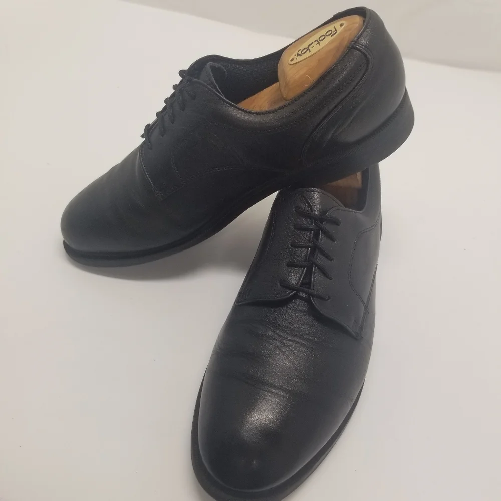 Oakton Comfort 2000 Mens Size 10.5D Vintage Classic Black Leather Oxford Lace Up